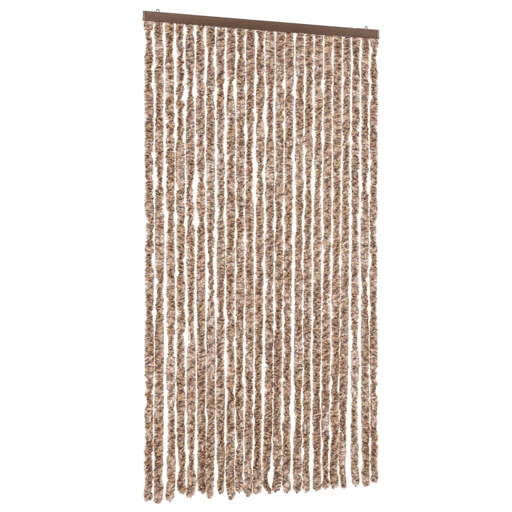 vidaXL Fly Curtain Beige and Dark Brown 100x220 cm Chenille 2