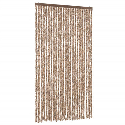 vidaXL Fly Curtain Beige and Dark Brown 100x220 cm Chenille 2