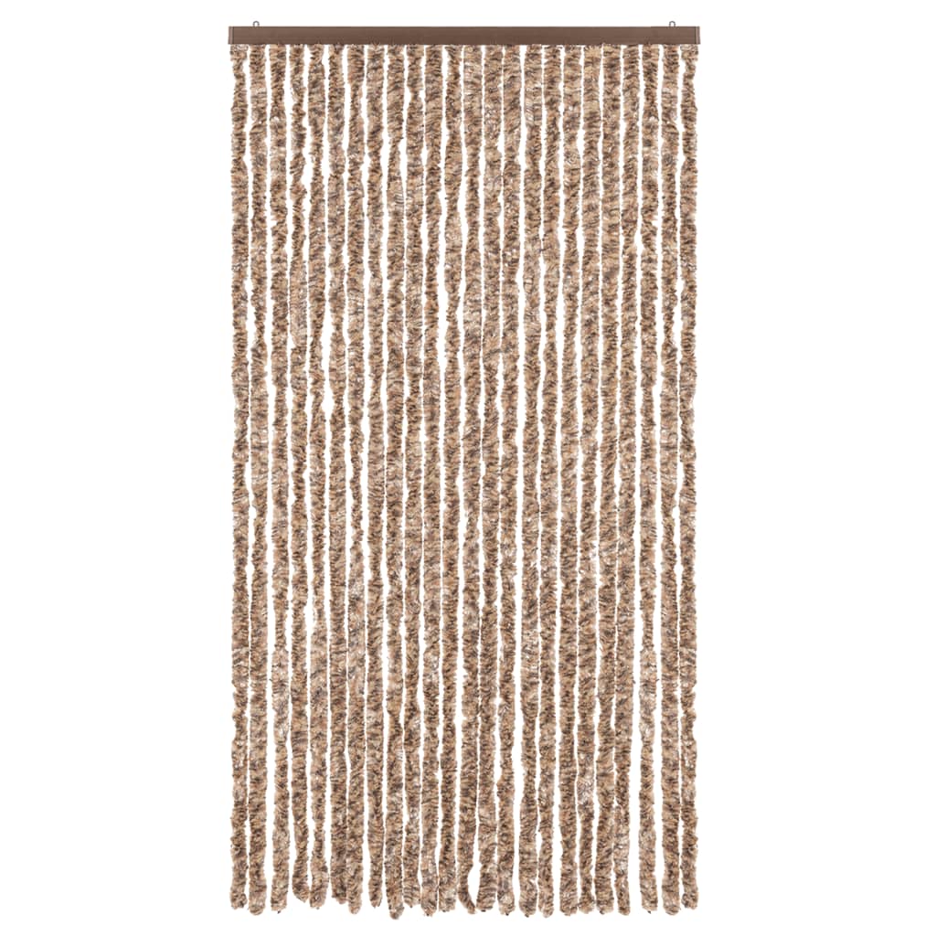 vidaXL Fly Curtain Beige and Dark Brown 100x220 cm Chenille 3