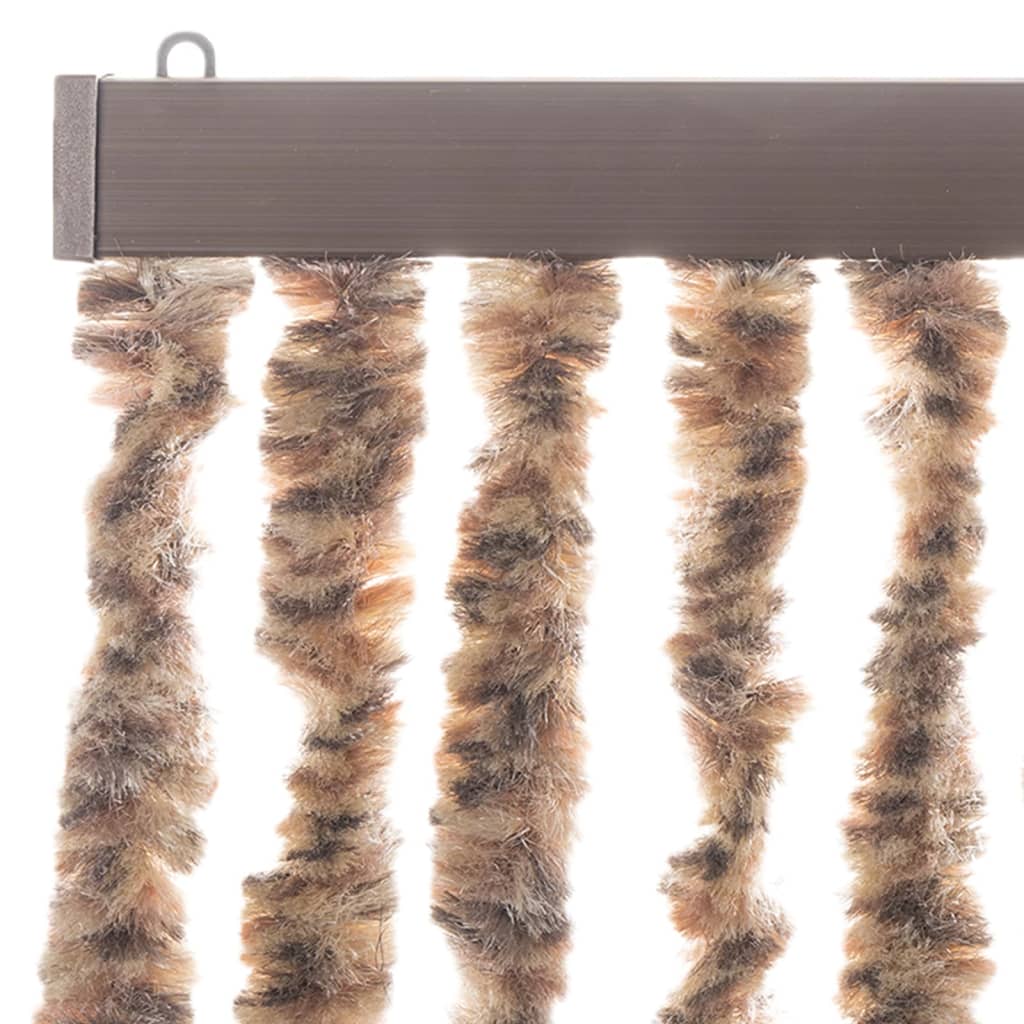 vidaXL Fly Curtain Beige and Dark Brown 100x220 cm Chenille 4