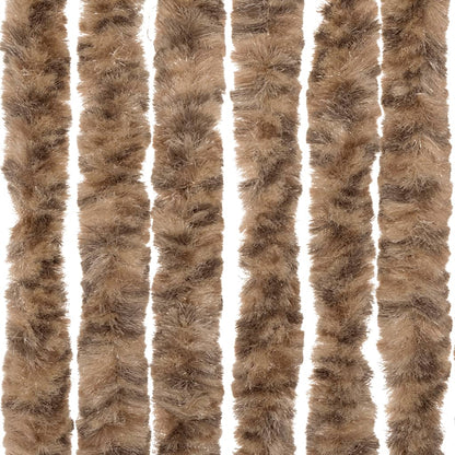 vidaXL Fly Curtain Beige and Dark Brown 100x220 cm Chenille 6