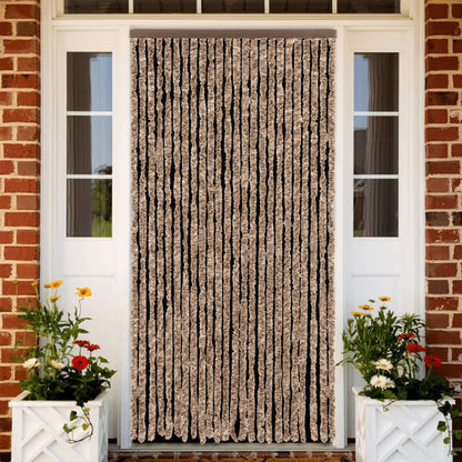 vidaXL Fly Curtain Beige and Dark Brown 100x220 cm Chenille 1