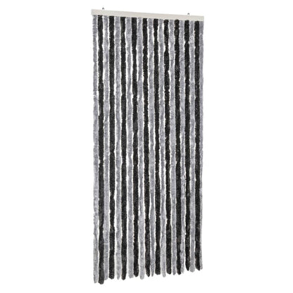 vidaXL Fly Curtain Grey and Black 90x200 cm Chenille 2