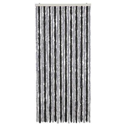 vidaXL Fly Curtain Grey and Black 90x200 cm Chenille 3