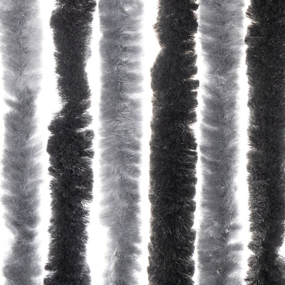 vidaXL Fly Curtain Grey and Black 90x200 cm Chenille 6