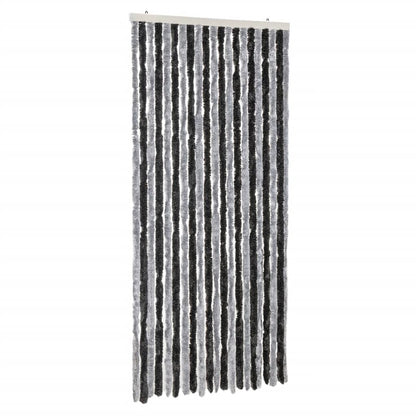vidaXL Fly Curtain Grey and Black 90x220 cm Chenille 2