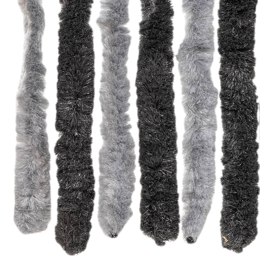 vidaXL Fly Curtain Grey and Black 90x220 cm Chenille 5