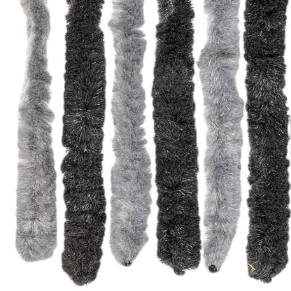 vidaXL Fly Curtain Grey and Black 90x220 cm Chenille 5