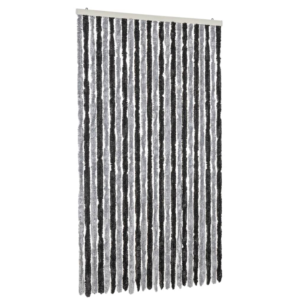vidaXL Fly Curtain Grey and Black 100x200 cm Chenille 2