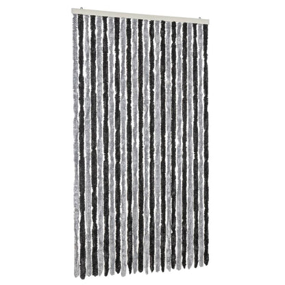 vidaXL Fly Curtain Grey and Black 100x200 cm Chenille 2