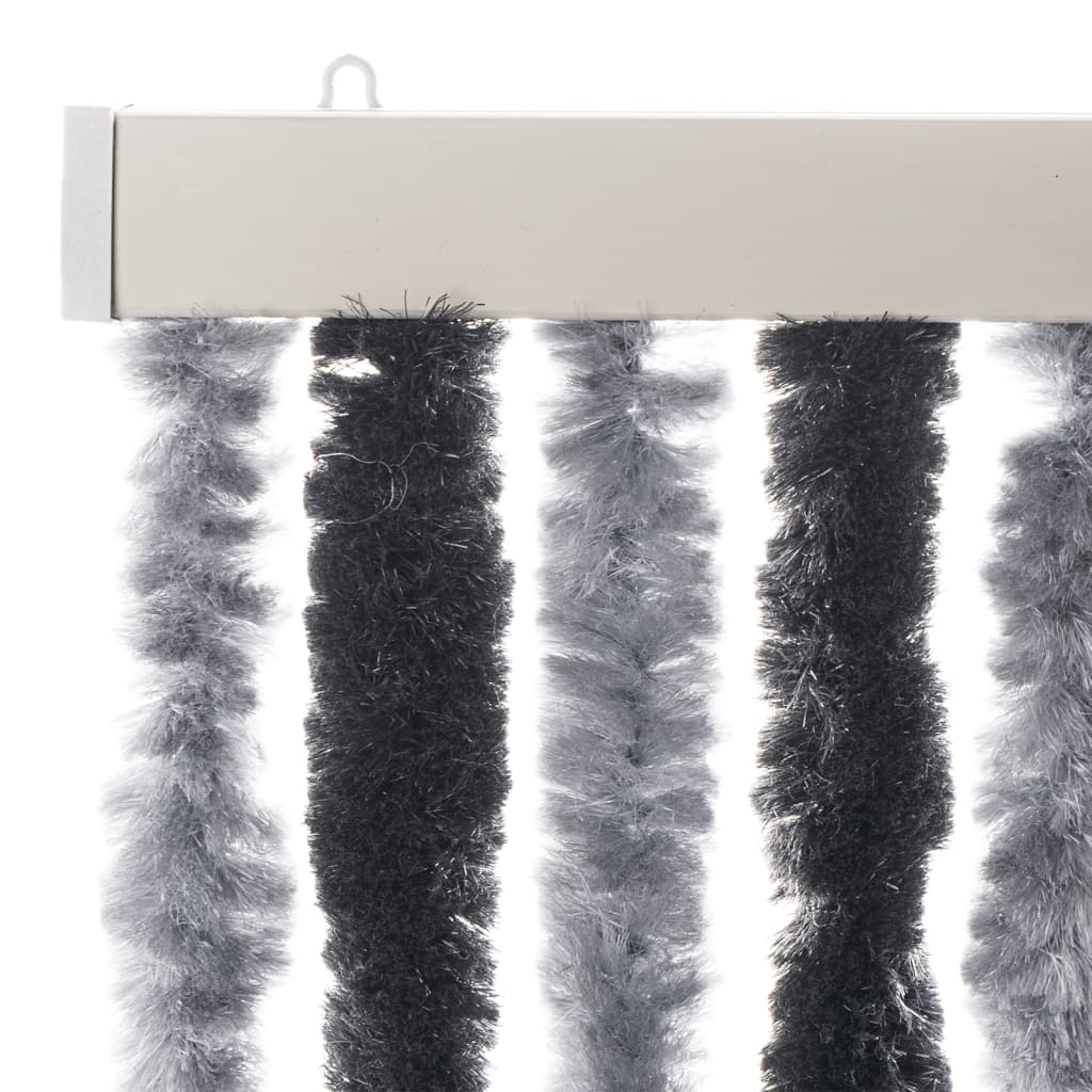 vidaXL Fly Curtain Grey and Black 100x200 cm Chenille 4