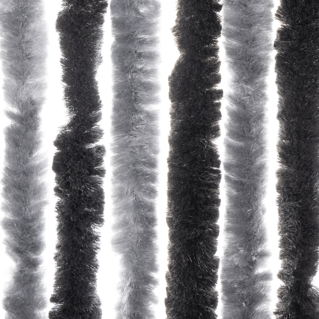 vidaXL Fly Curtain Grey and Black 100x200 cm Chenille 6