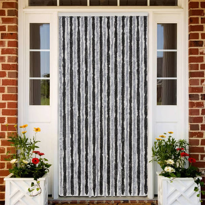 vidaXL Fly Curtain Grey and Black 100x200 cm Chenille 1