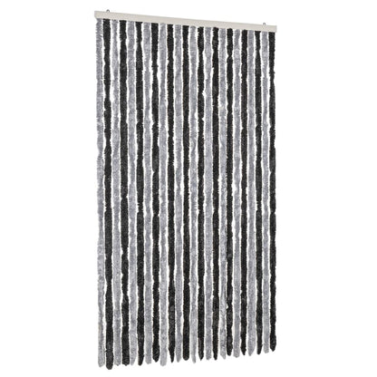 vidaXL Fly Curtain Grey and Black 100x220 cm Chenille 2