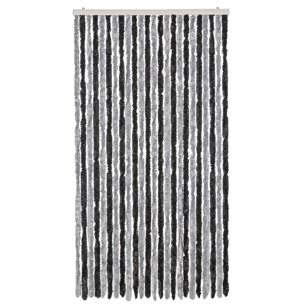 vidaXL Fly Curtain Grey and Black 100x220 cm Chenille 3