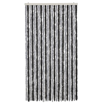 vidaXL Fly Curtain Grey and Black 100x220 cm Chenille 3