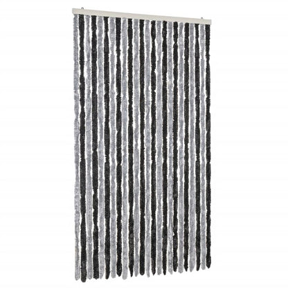 vidaXL Fly Curtain Grey and Black 100x230 cm Chenille 2