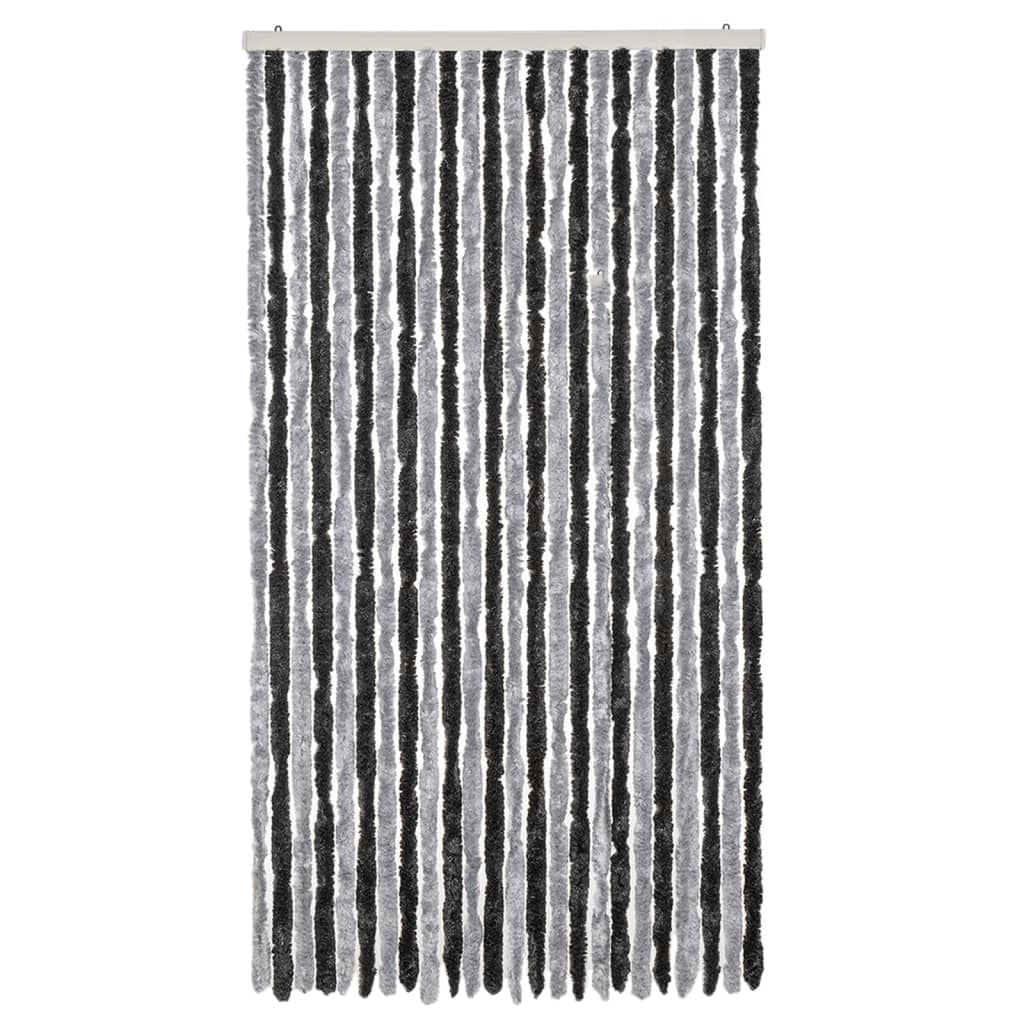 vidaXL Fly Curtain Grey and Black 100x230 cm Chenille 3