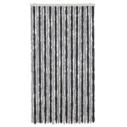 vidaXL Fly Curtain Grey and Black 100x230 cm Chenille 3