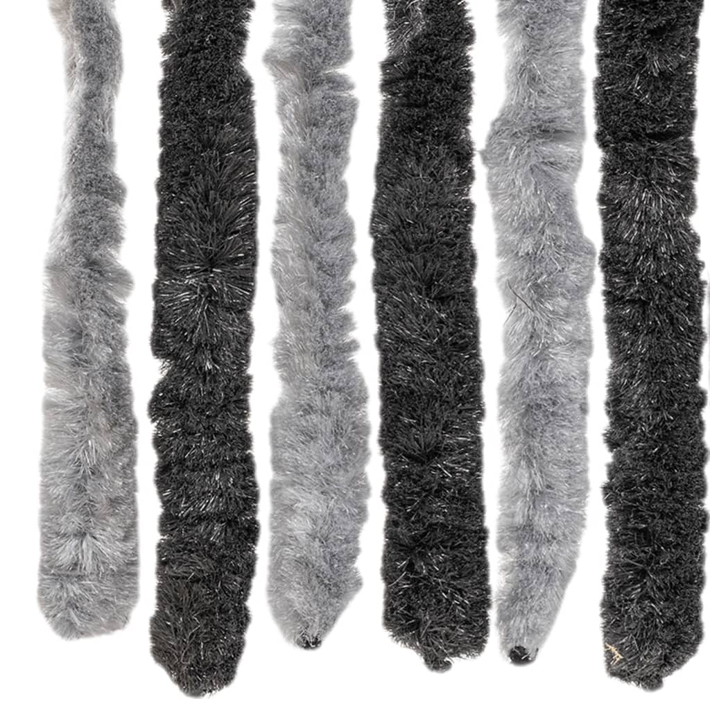 vidaXL Fly Curtain Grey and Black 100x230 cm Chenille 5