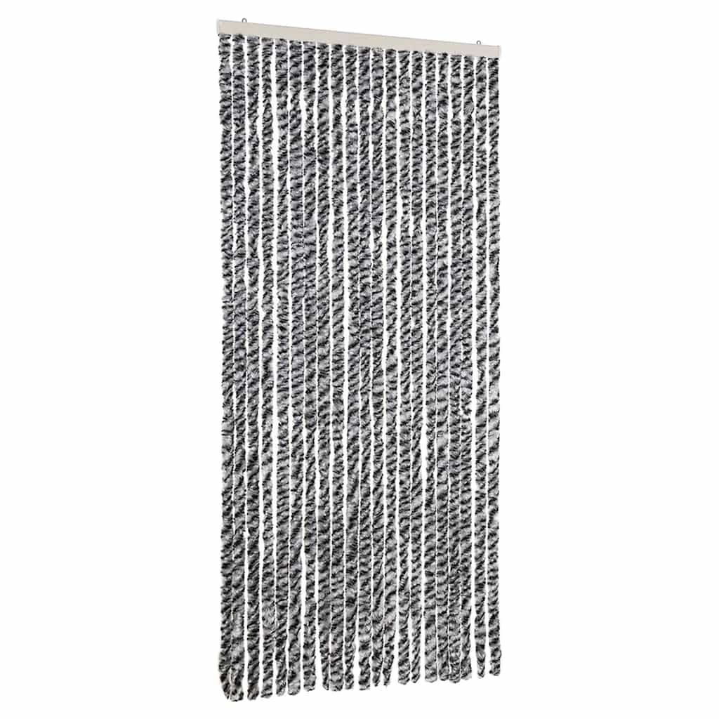 vidaXL Fly Curtain Grey and Black and White 90x200 cm Chenille 2
