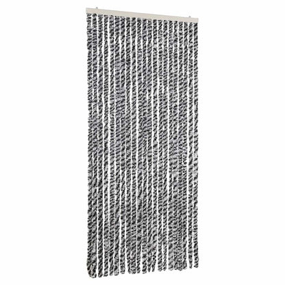 vidaXL Fly Curtain Grey and Black and White 90x200 cm Chenille 2