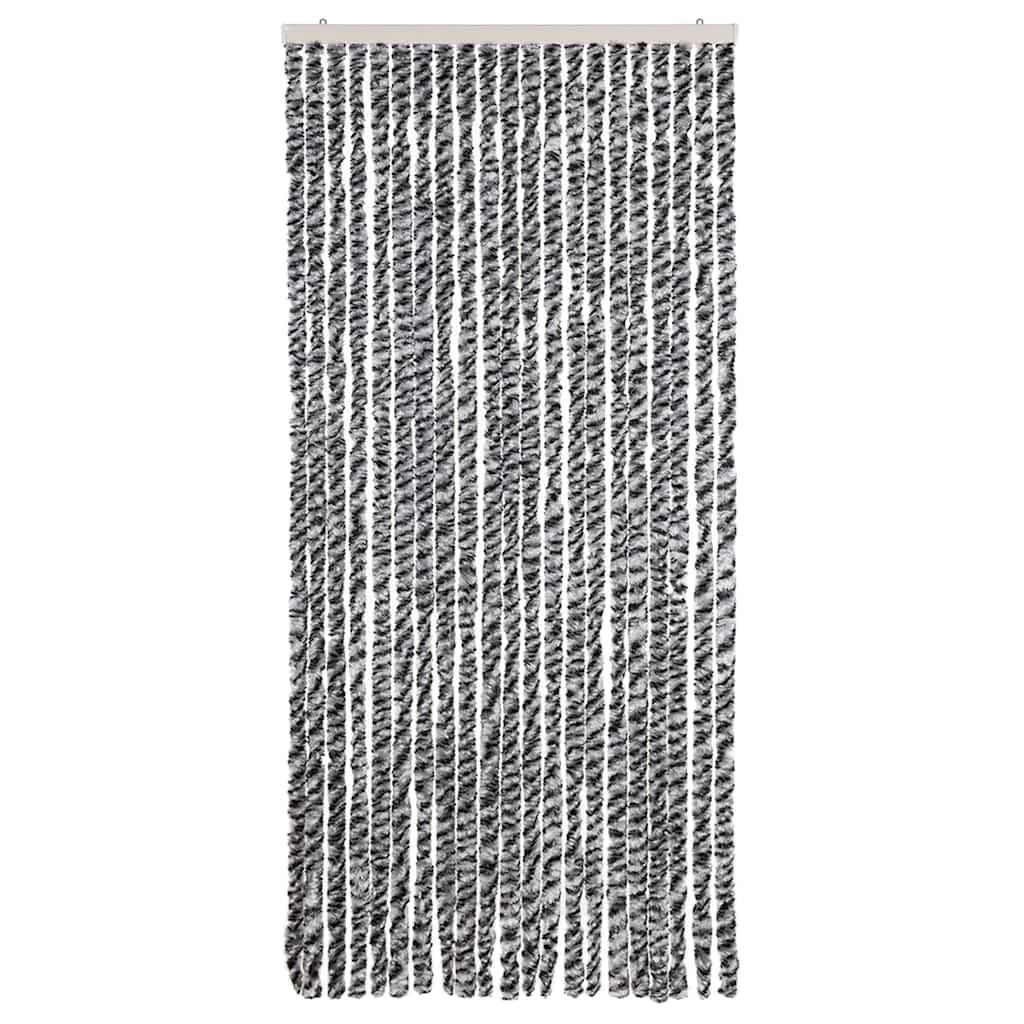 vidaXL Fly Curtain Grey and Black and White 90x200 cm Chenille 3
