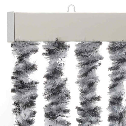 vidaXL Fly Curtain Grey and Black and White 90x200 cm Chenille 4