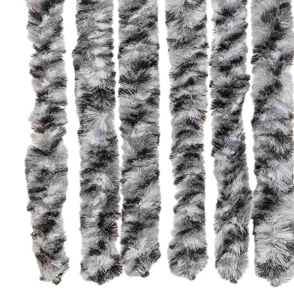 vidaXL Fly Curtain Grey and Black and White 90x200 cm Chenille 5