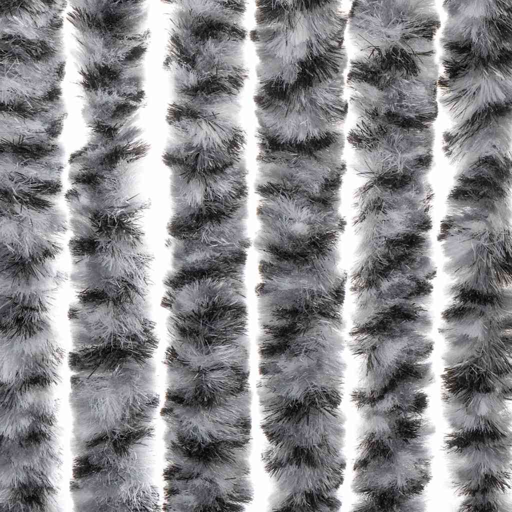 vidaXL Fly Curtain Grey and Black and White 90x200 cm Chenille 6