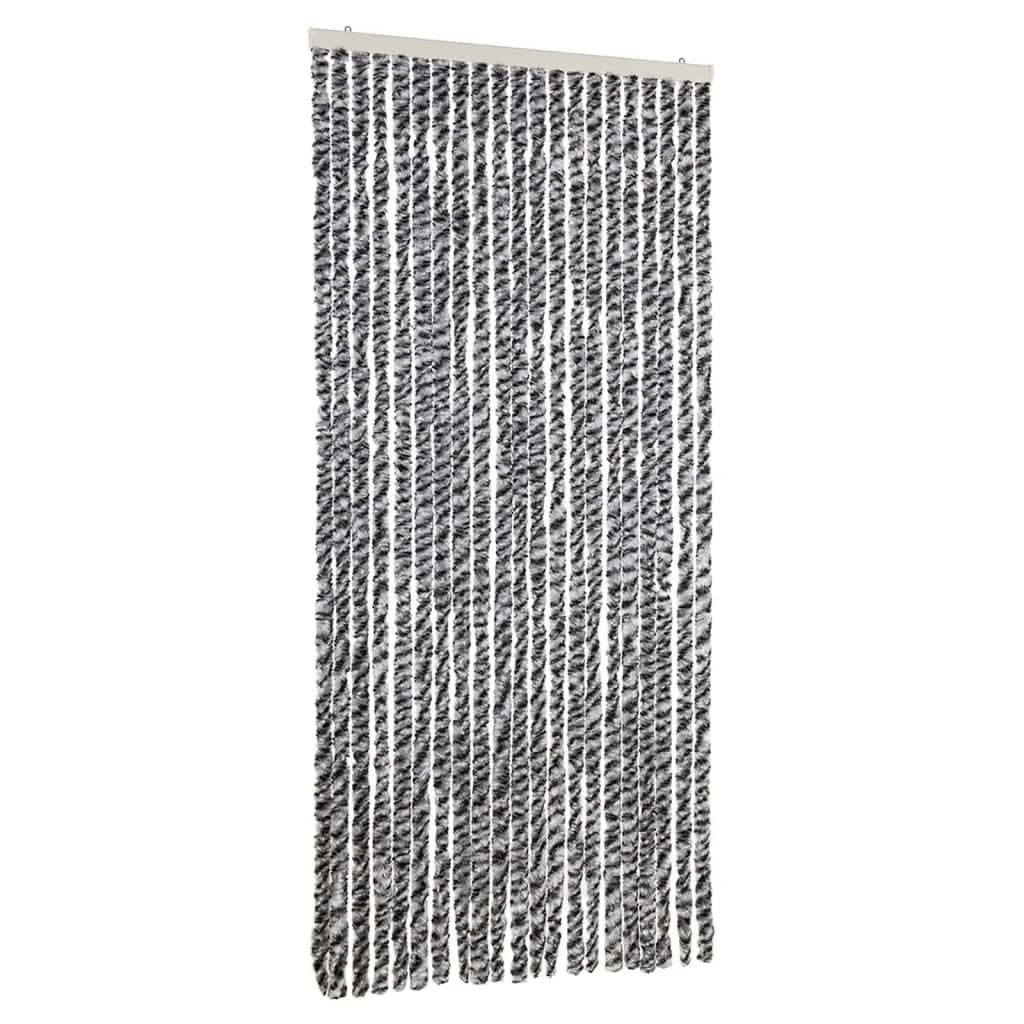 vidaXL Fly Curtain Grey and Black and White 90x220 cm Chenille 2