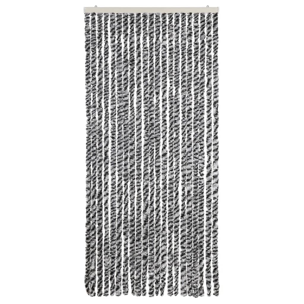 vidaXL Fly Curtain Grey and Black and White 90x220 cm Chenille 3