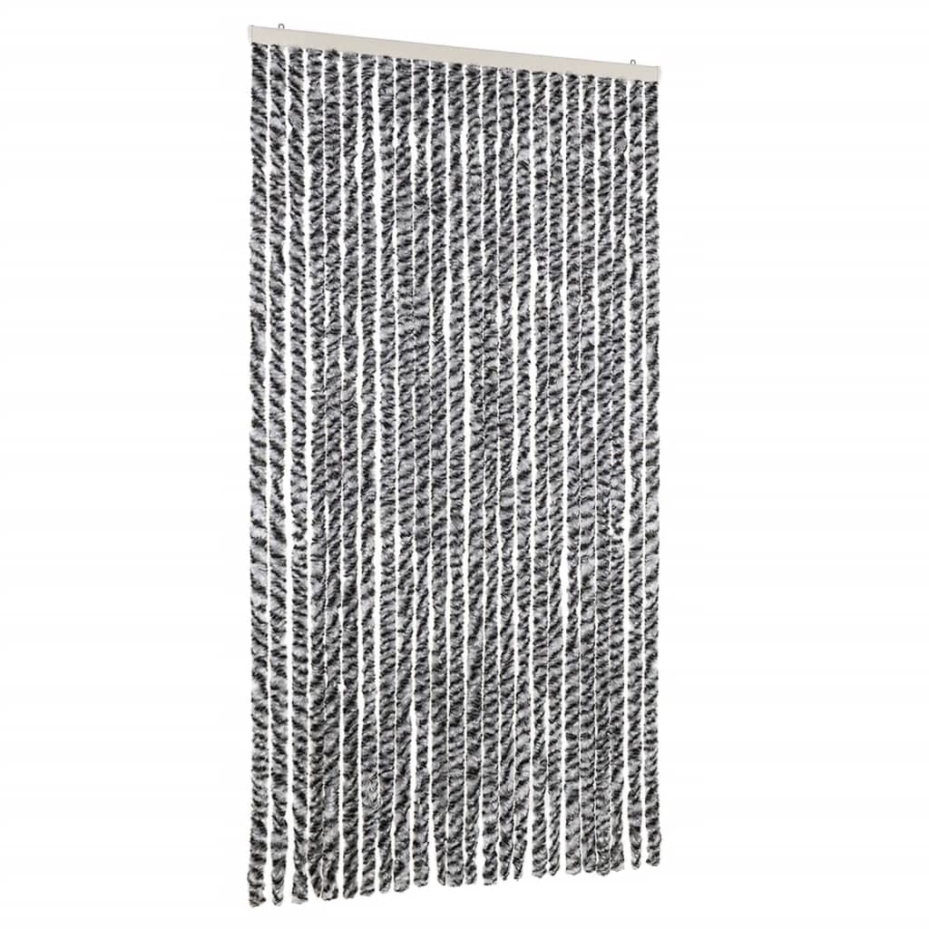 vidaXL Fly Curtain Grey and Black and White 100x200 cm Chenille 2