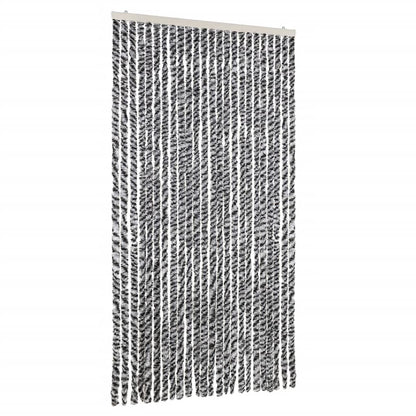 vidaXL Fly Curtain Grey and Black and White 100x200 cm Chenille 2