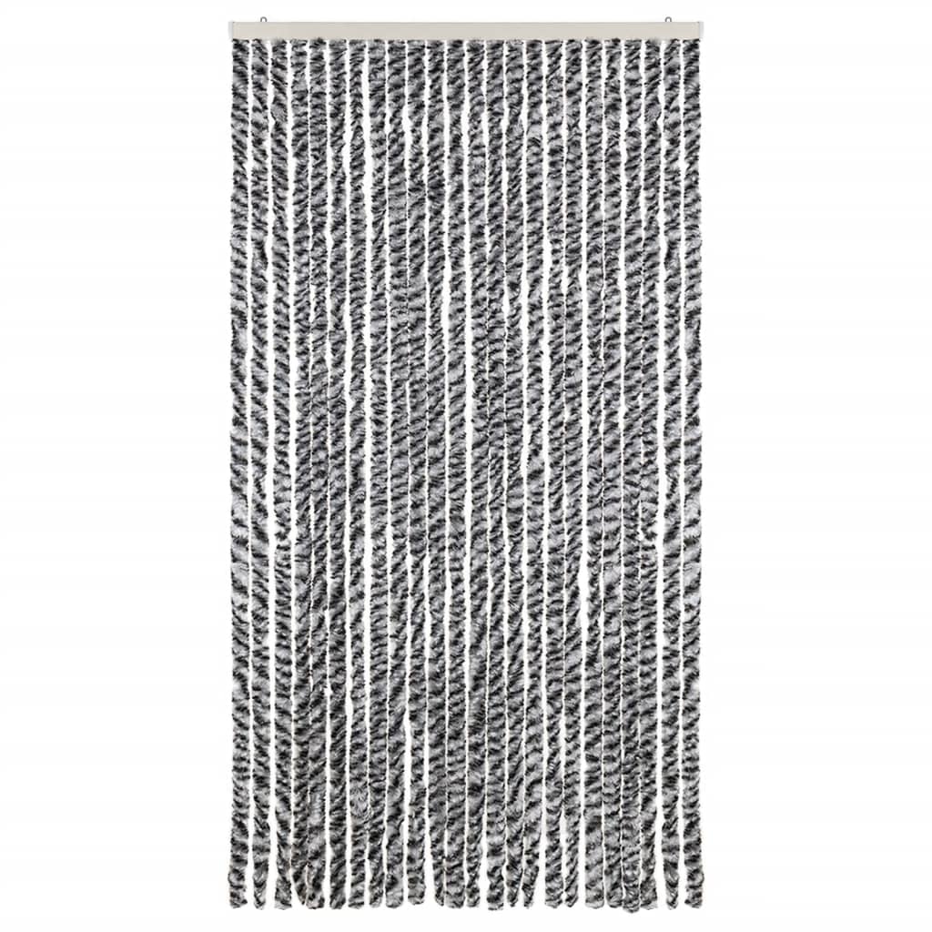 vidaXL Fly Curtain Grey and Black and White 100x200 cm Chenille 3
