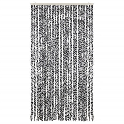 vidaXL Fly Curtain Grey and Black and White 100x200 cm Chenille 3