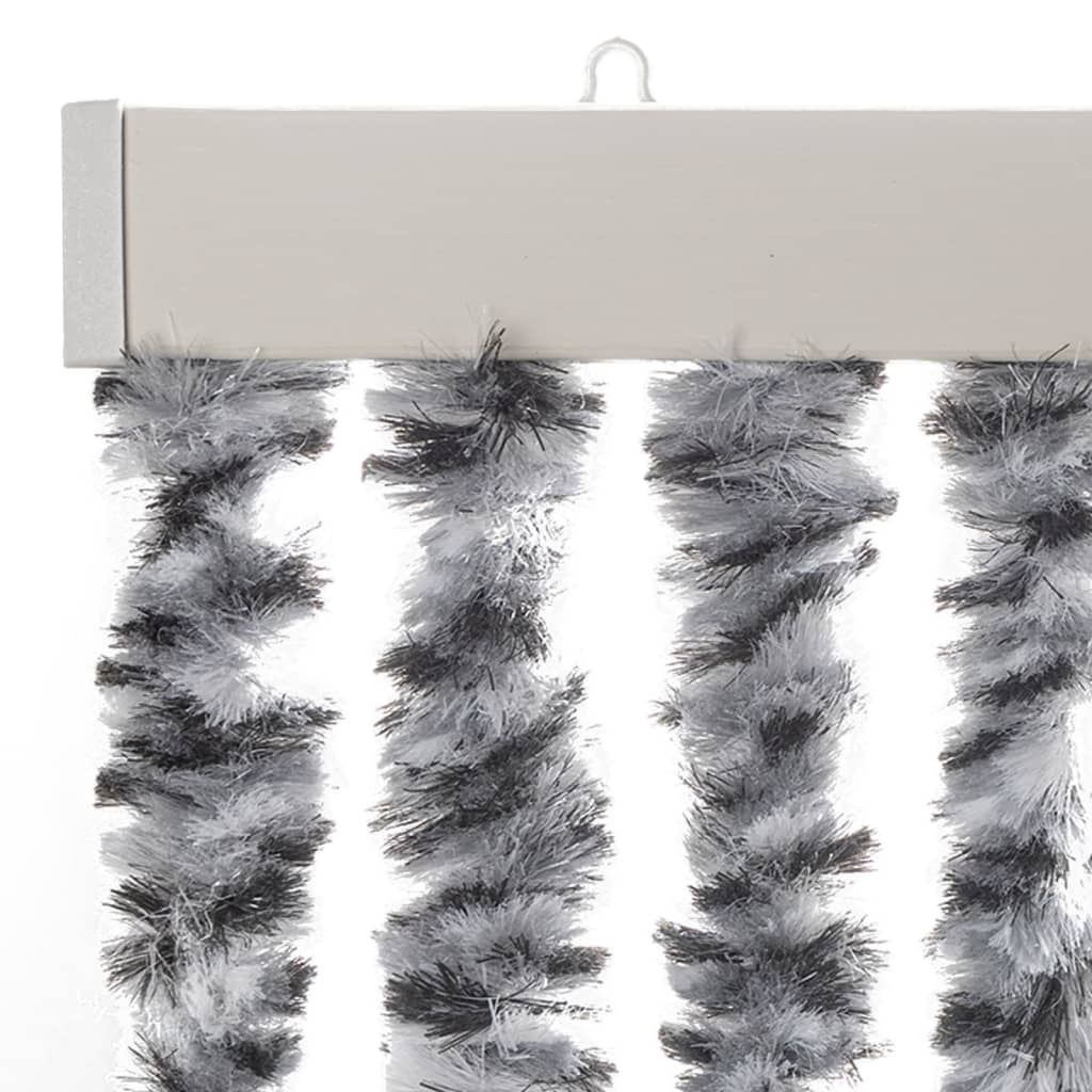 vidaXL Fly Curtain Grey and Black and White 100x200 cm Chenille 4
