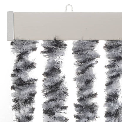 vidaXL Fly Curtain Grey and Black and White 100x200 cm Chenille 4