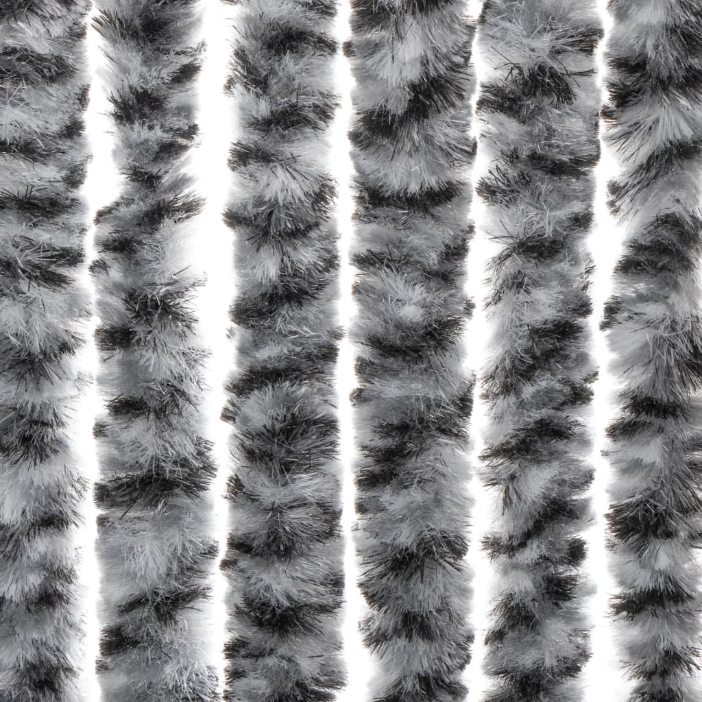 vidaXL Fly Curtain Grey and Black and White 100x200 cm Chenille 6