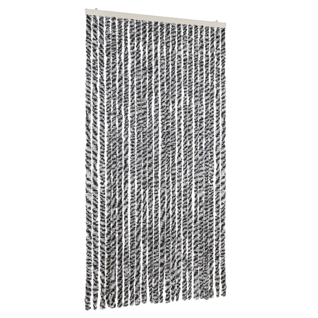 vidaXL Fly Curtain Grey and Black and White 100x220 cm Chenille 2