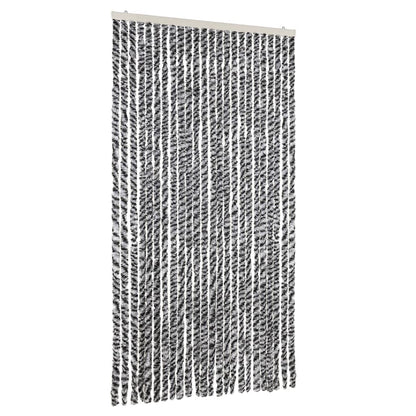 vidaXL Fly Curtain Grey and Black and White 100x220 cm Chenille 2