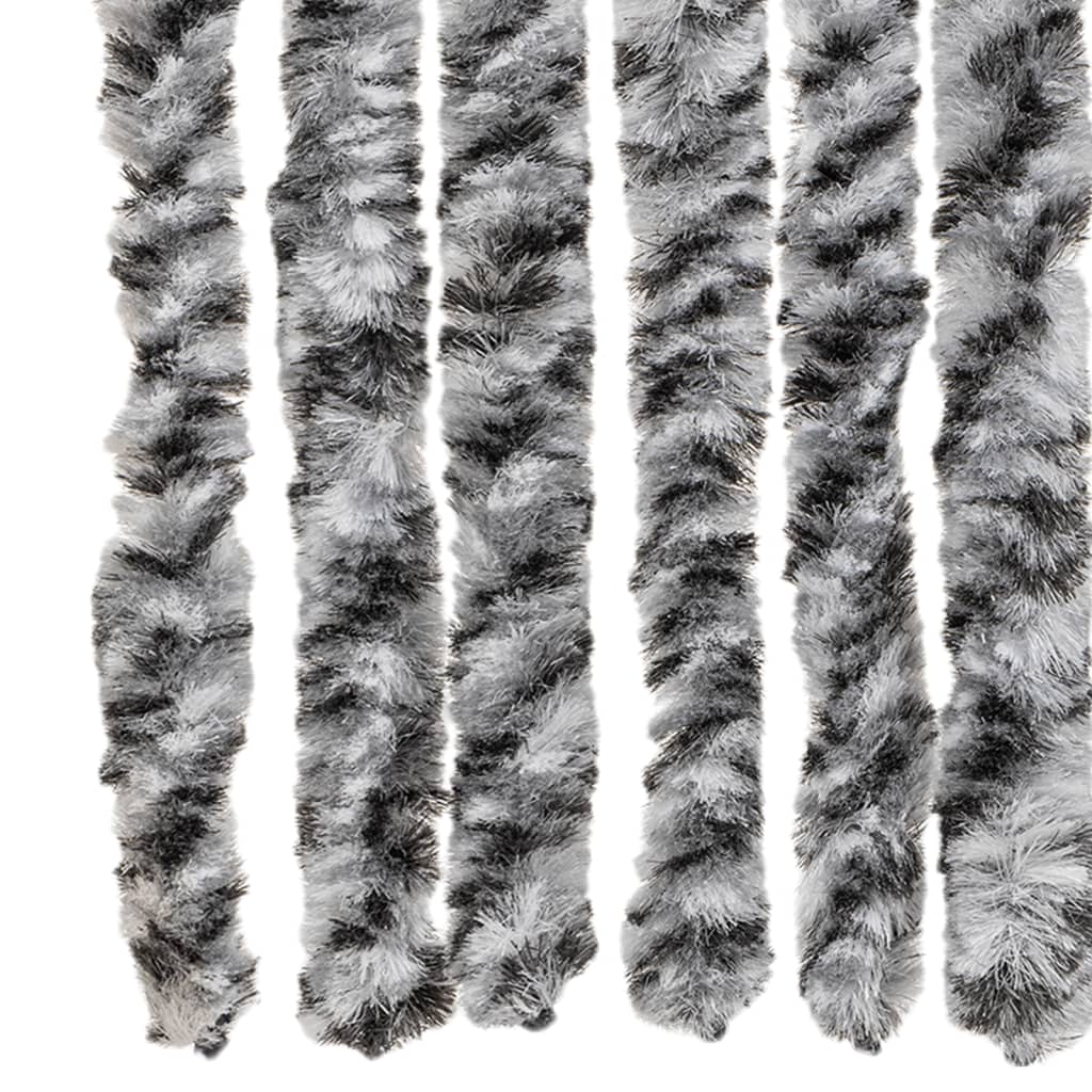 vidaXL Fly Curtain Grey and Black and White 100x220 cm Chenille 5