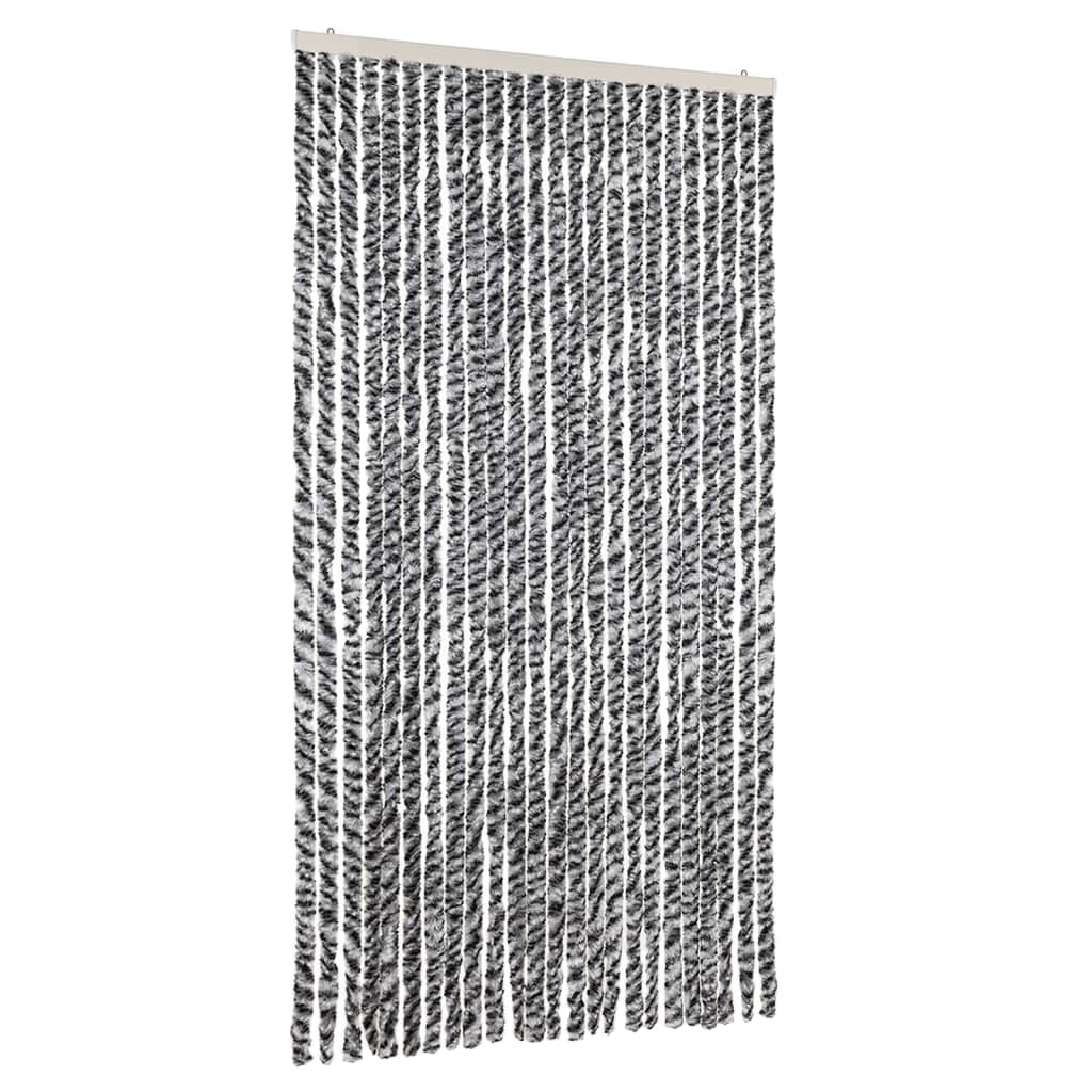 vidaXL Fly Curtain Grey and Black and White 100x230 cm Chenille 2