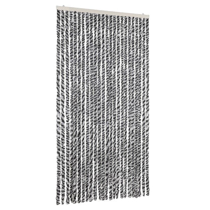 vidaXL Fly Curtain Grey and Black and White 100x230 cm Chenille 2