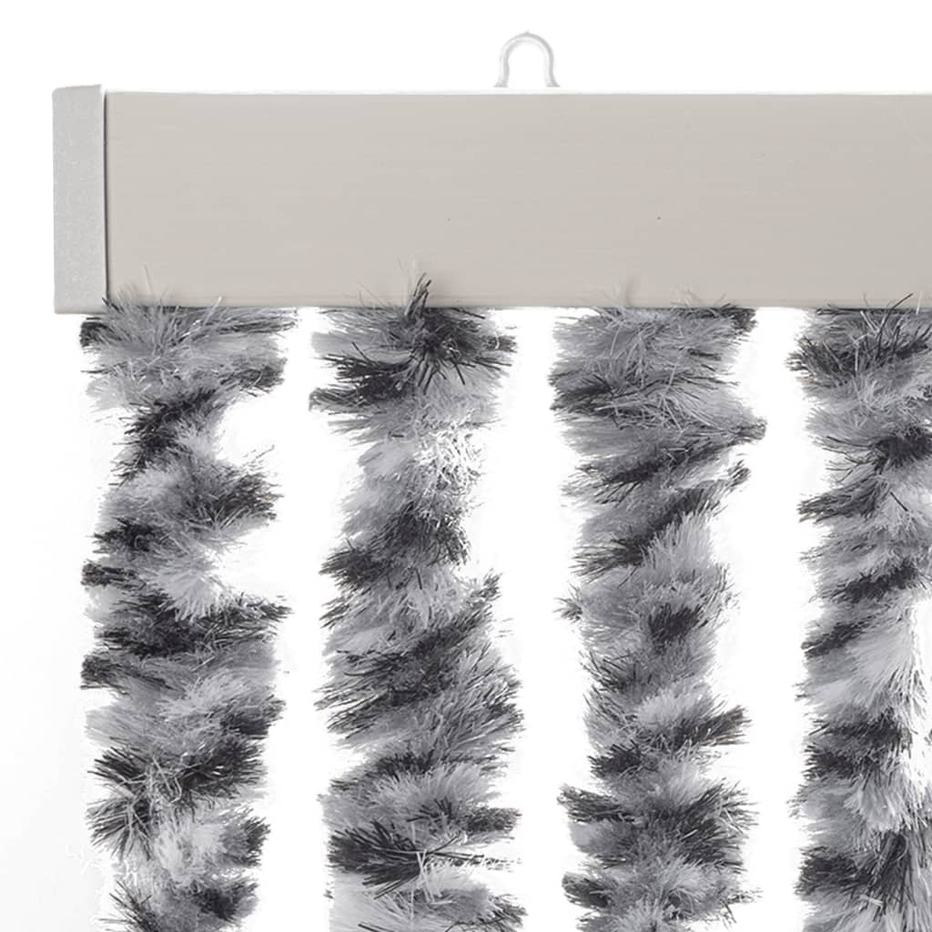 vidaXL Fly Curtain Grey and Black and White 100x230 cm Chenille 4