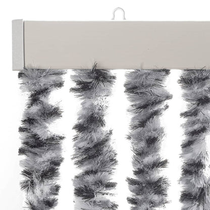 vidaXL Fly Curtain Grey and Black and White 100x230 cm Chenille 4