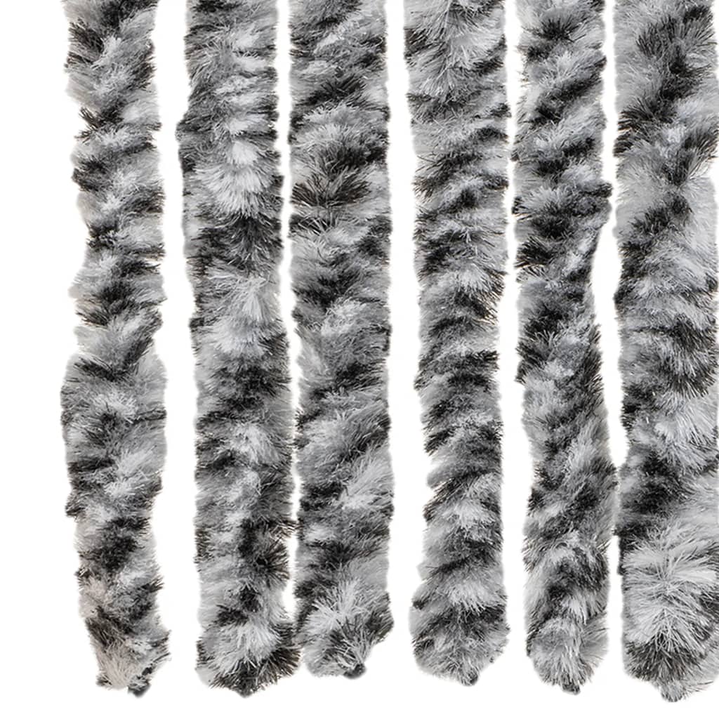 vidaXL Fly Curtain Grey and Black and White 100x230 cm Chenille 5