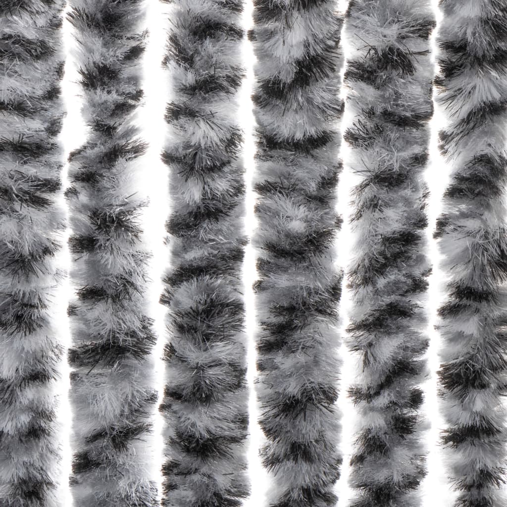 vidaXL Fly Curtain Grey and Black and White 100x230 cm Chenille 6