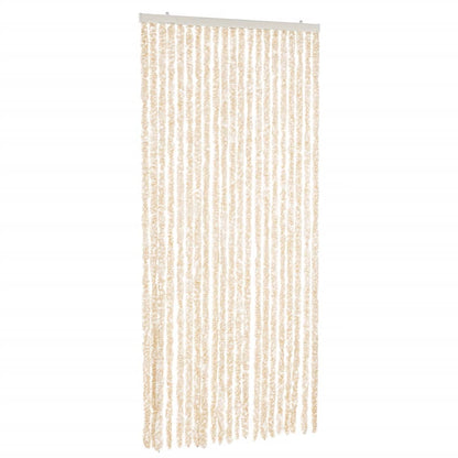 vidaXL Fly Curtain Beige and White 90x200 cm Chenille 2
