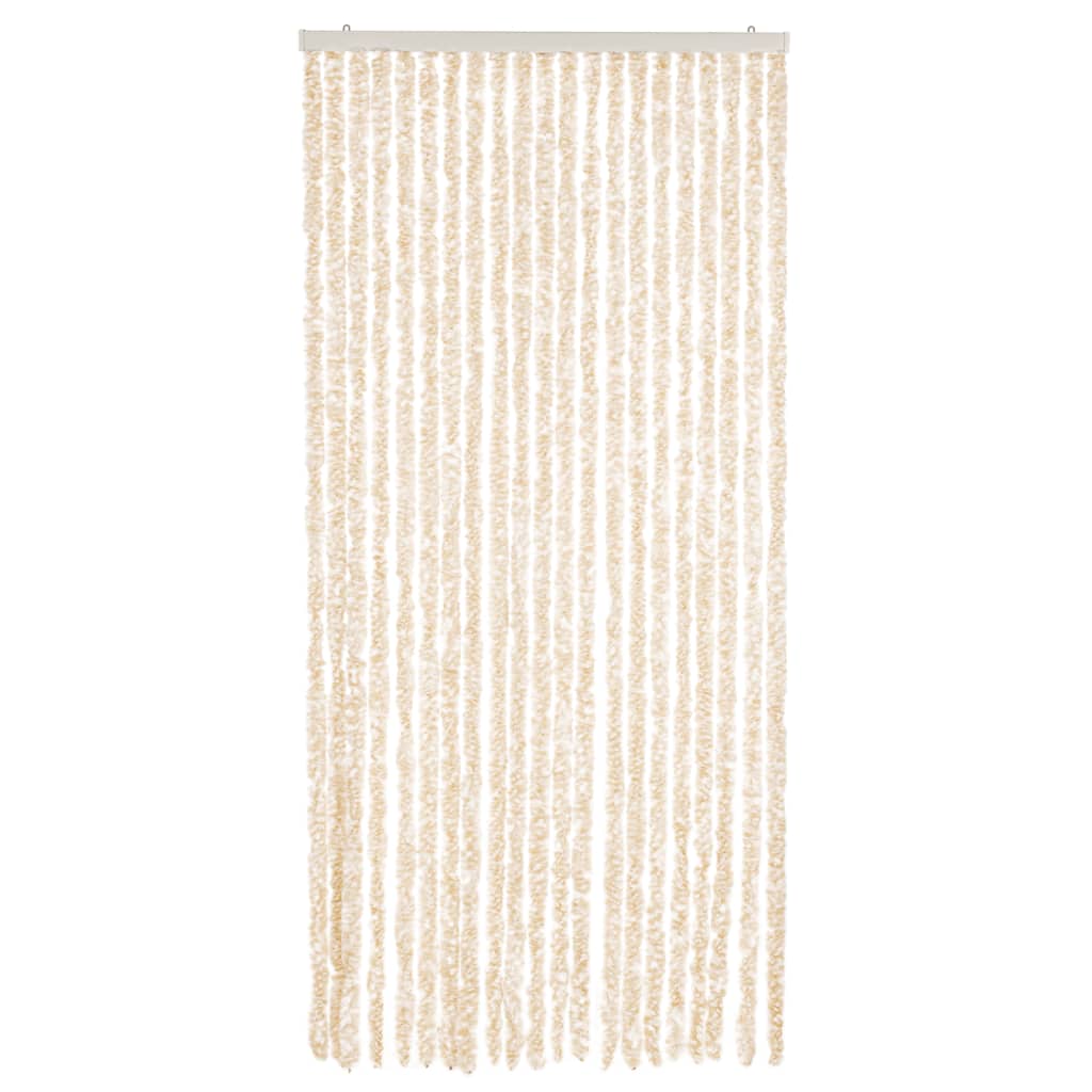vidaXL Fly Curtain Beige and White 90x200 cm Chenille 3